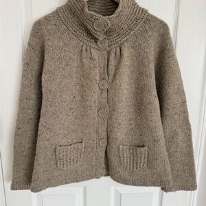 Womens Max Studio Lambswool Blend Cowl Neck Cardigan Taupe Size S